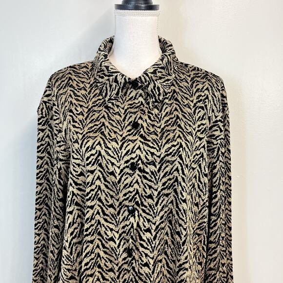 Chico's Design Jacket size 14 16/3 Gold Black Stretch Career Evening Wedding - Picture 3 of 8